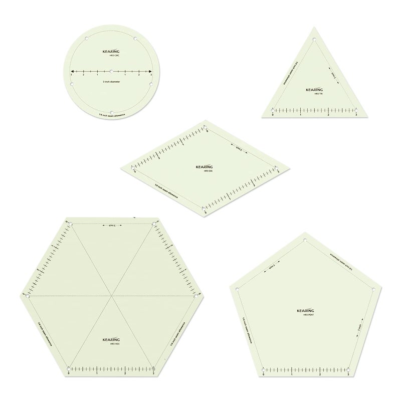 KEARING New Hot Hem Ruler for Sewing and Quilting, Patented Heat Resistant Non-Slip Hot Ironing Ruler | Multi-Shapes Rulers with 1/4″ Seam Allowance and Marking Points, 3 Inches, 5 Pieces - Image 1